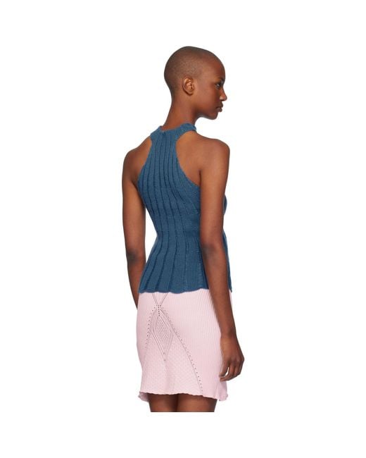 Isa Boulder Blue Lily Halter Neck Tank Top