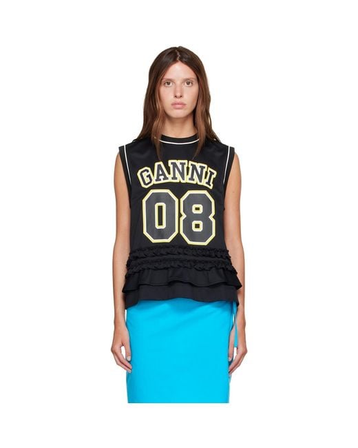 Ganni Black Cycora Oversized Tank Top