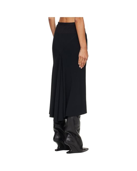 Rick Owens Black Tower A Line Bias Midi Skirt