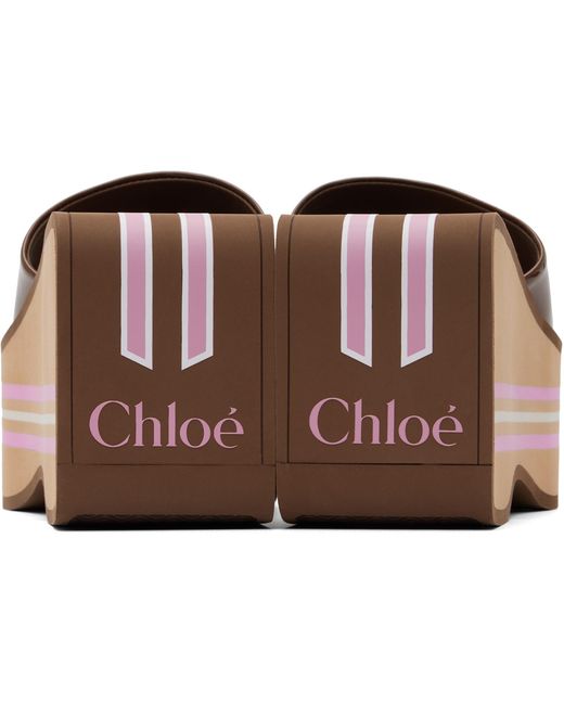 Chloé Brown Swimming Cool Wedge Mule Sandals
