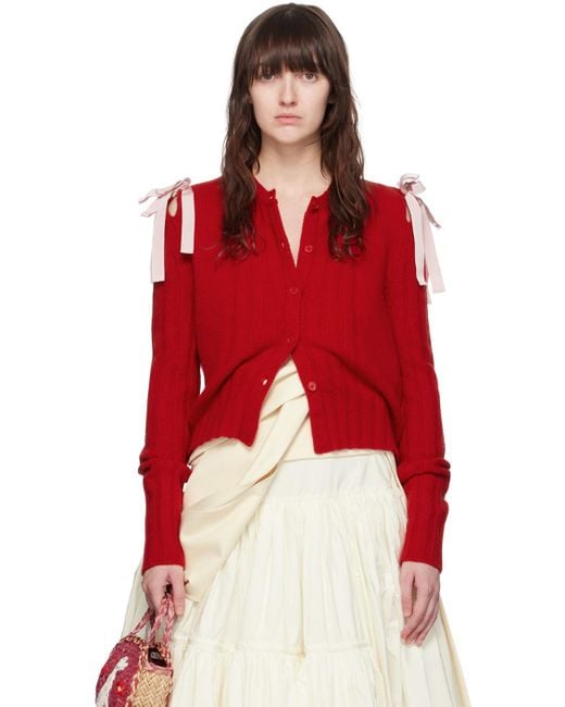 Molly Goddard レッド リボン カーディガン Red