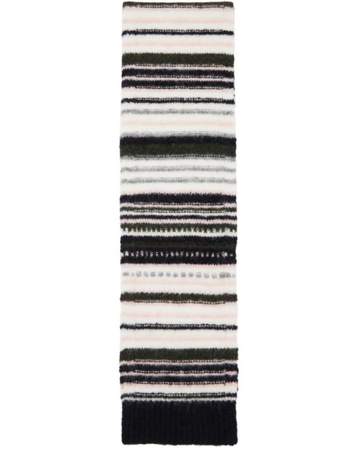 Ganni &ホワイト ボーダー ウール マフラー ブラック | Lyst 