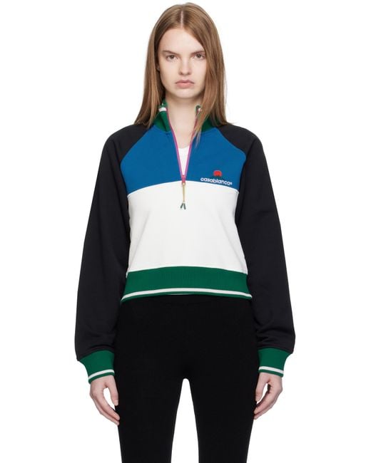 Casablanca Blue Quarter Zip Colorblock Sweatshirt