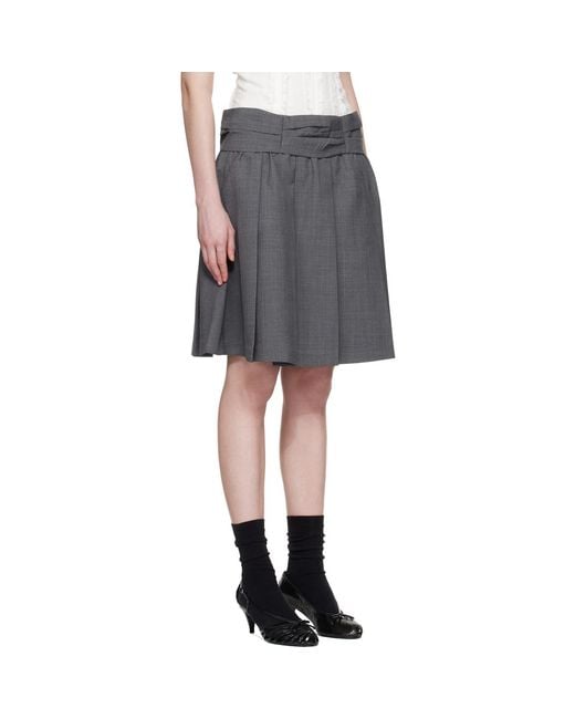 ShuShu/Tong Gray Draped Waist Wide-Pleat Midi Skirt