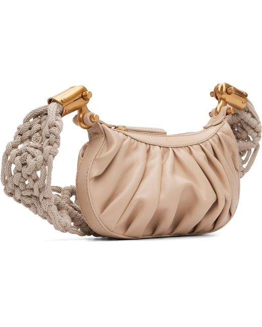 Balmain Brown Ebene Mini Strap Calfskin Bag