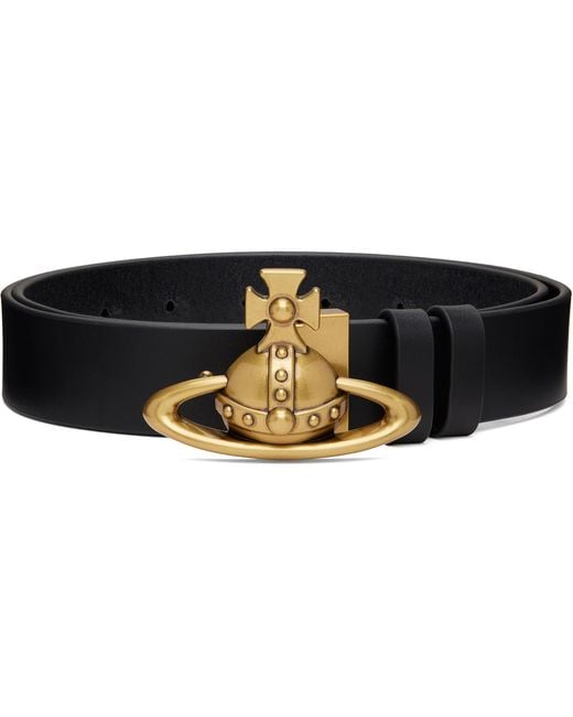 Vivienne Westwood Black Orb Buckle Belt for men