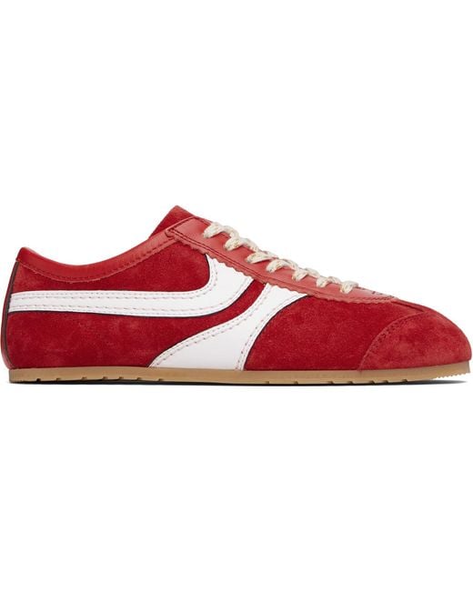 Dries Van Noten Red Suede Sneakers