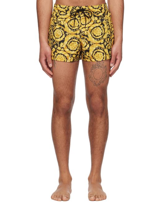 Maillot De Bain Jaune Et Noir À Motif Barocco Versace pour homme en coloris Yellow