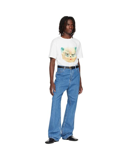 Valentino Blue Creased Jeans for men