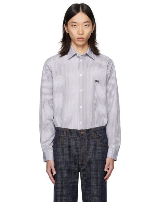 Chemise Noir Et Blanc En Coton À Rayures Burberry pour homme en coloris Gray