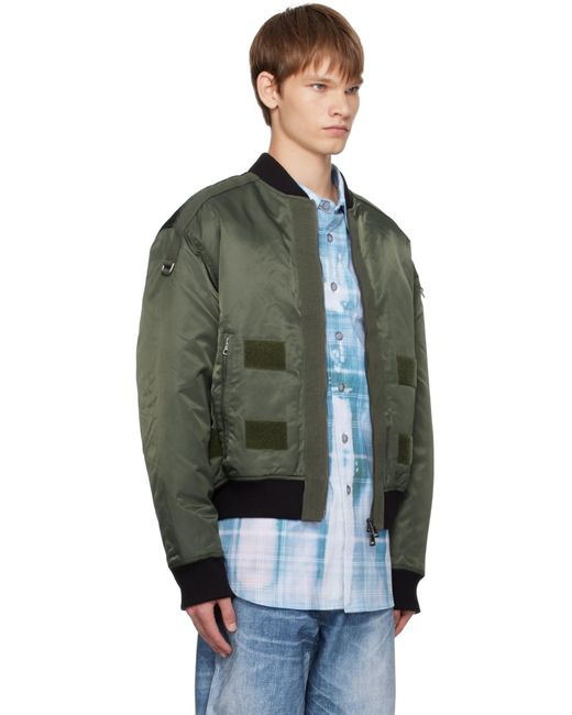 ANDERSSON BELL Black Khaki Flight Layered Washed Bomber Jacket for men