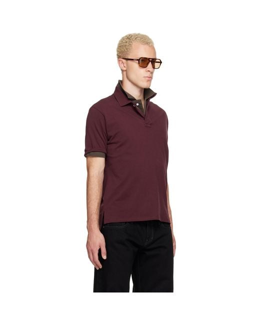Raimundo Langlois Purple Burgundy Layered Polo for men
