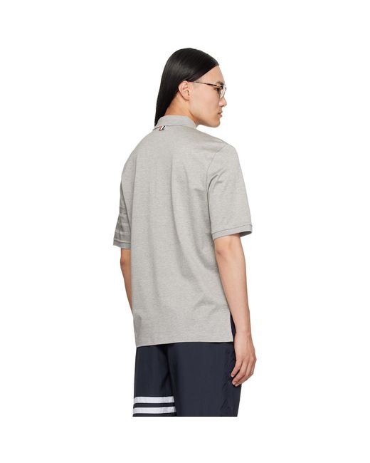 Thom Browne Gray 4-Bar Jersey Polo Shirt for men