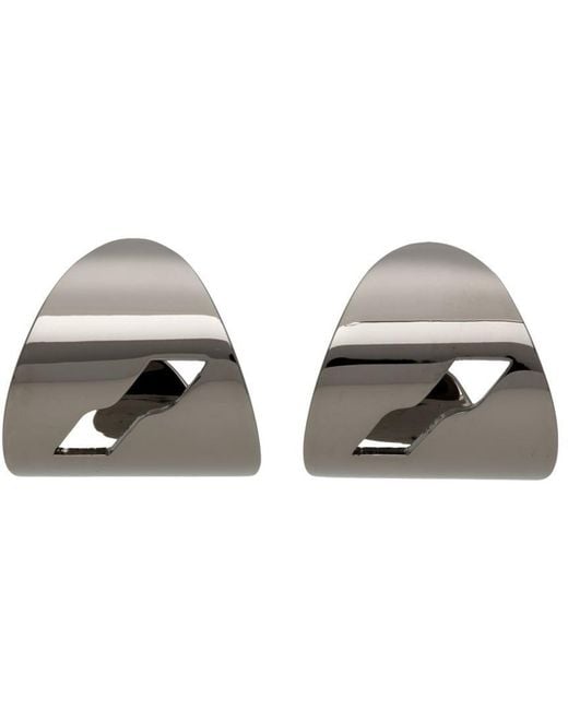 we11done Multicolor Gunmetal Logo Motif Earrings for men