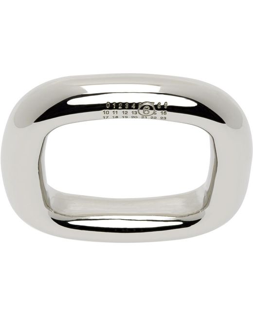 MM6 by Maison Martin Margiela White Silver Tubing Ring for men