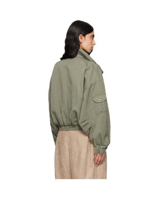 Balmain Green Twill Bomber Jacket