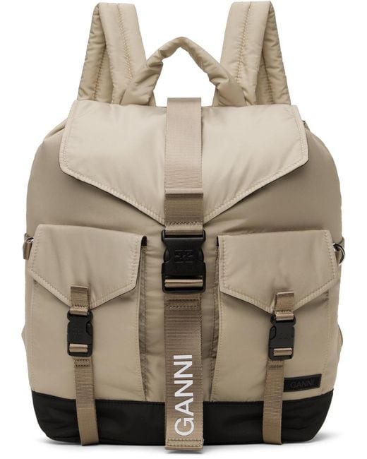 Ganni Natural Taupe Tech Backpack