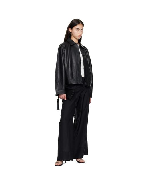St. Agni Black Cocoon Leather Jacket