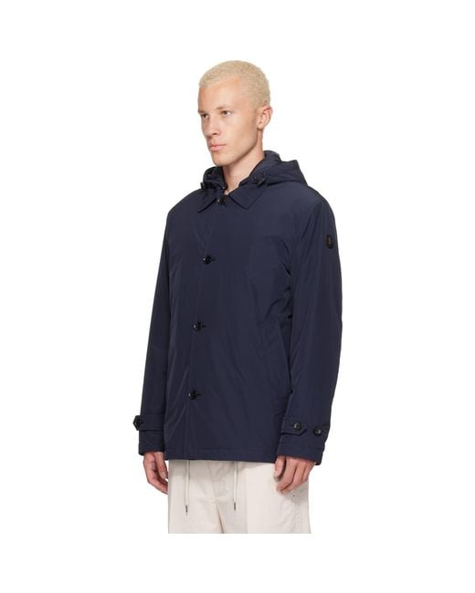 Moncler Blue Evrine Hooded Down Parka Jacket for men