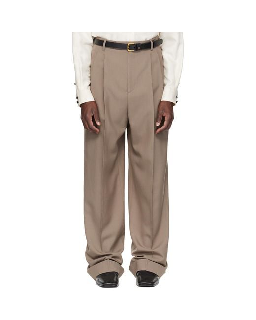 Valentino Natural Taupe Wool Trousers for men