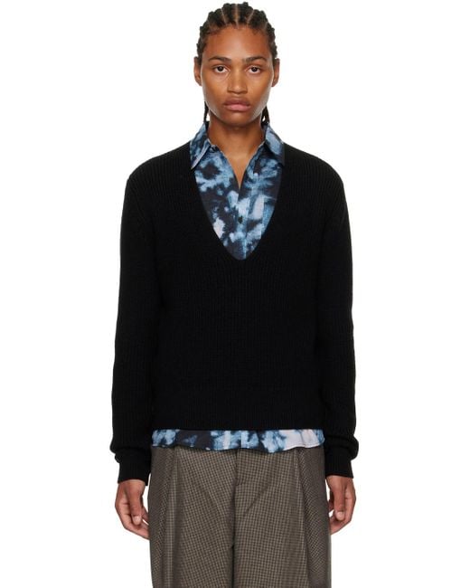Dries Van Noten Black V-neck Sweater for men