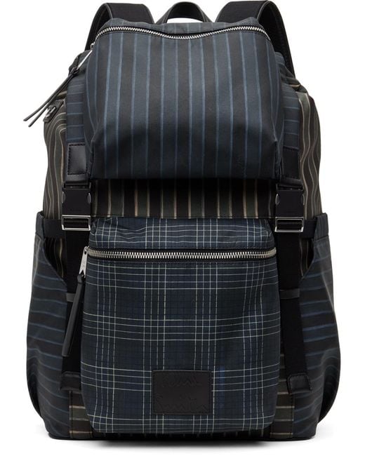 Paul Smith Black Multicolor Check Backpack for men