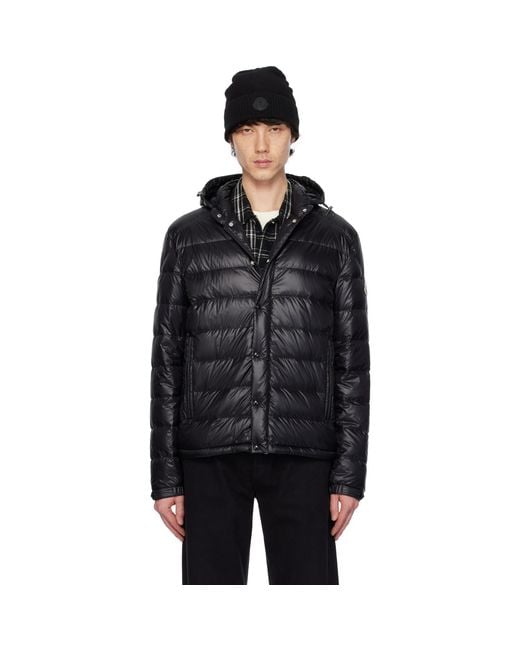 Moncler Black Gliere Hooded Short Down Jacket for men
