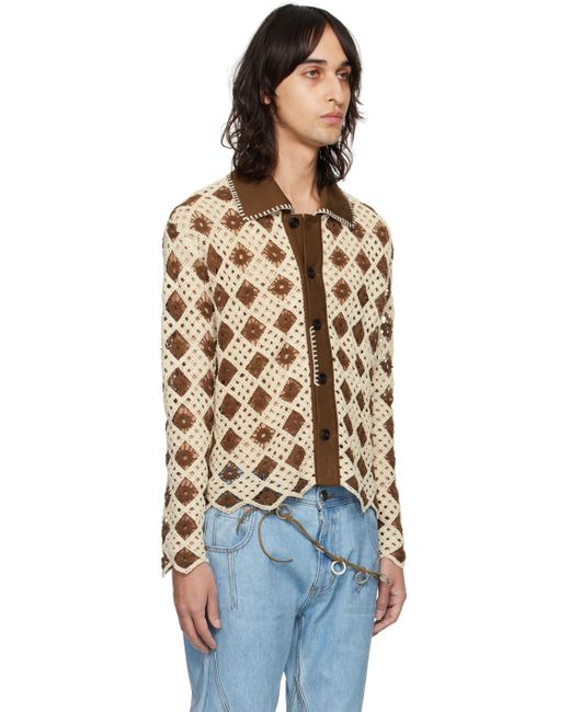 ANDERSSON BELL Brown Argyle Cardigan for men