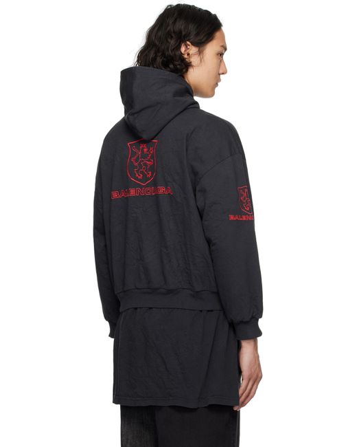 メンズ Balenciaga ブラック Lion Club Lined フーディ Black