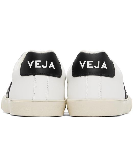 Veja White & Black Esplar Leather Sneakers for men