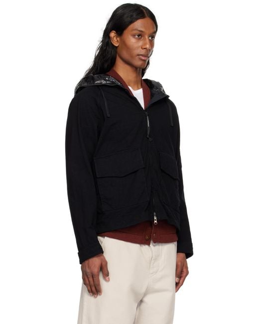 メンズ C P Company ブラック Knitted Nylon Jersey Explorer ジャケット Black