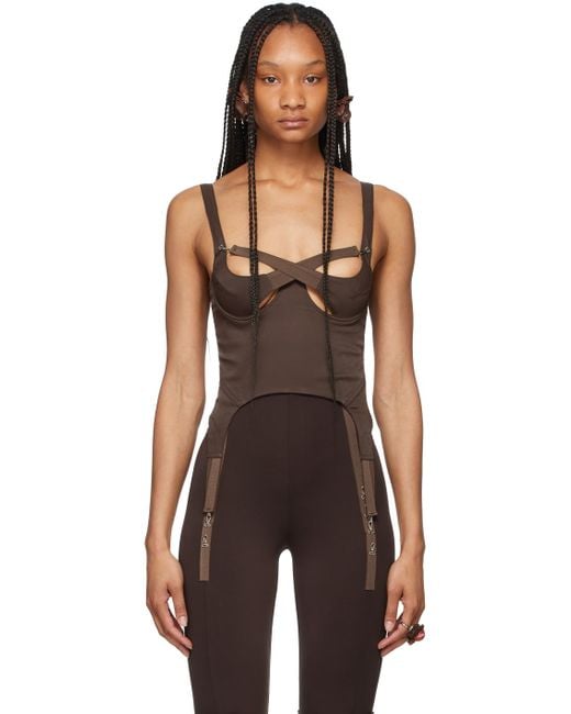 CHARLOTTE KNOWLES Brown Ssense Exclusive Tactical Bustier Tank Top