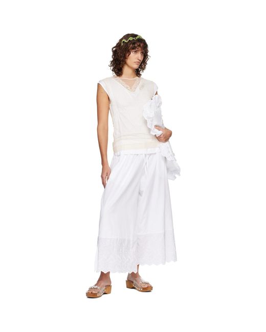 Simone Rocha White Cropped Trim Easy Trousers