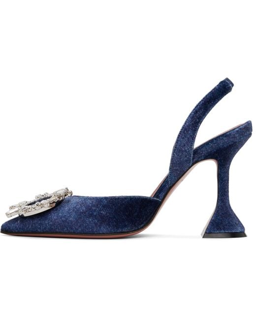 AMINA MUADDI Blue Begum Sling Heels