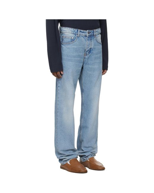 AMI Blue Cotton Classic Fit Jeans for men