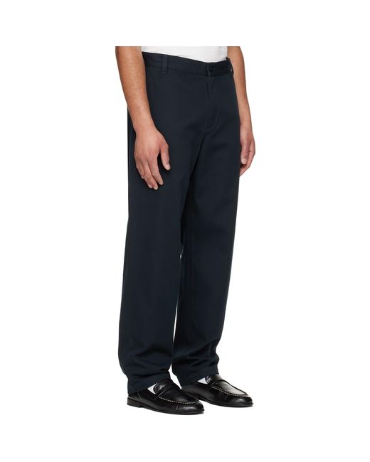 A.P.C. Blue Fitted Straight-Leg Gabardine Chino Trousers for men