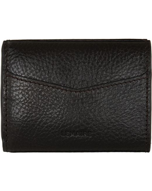 Lemaire Black Gear Trifold Leather Wallet for men