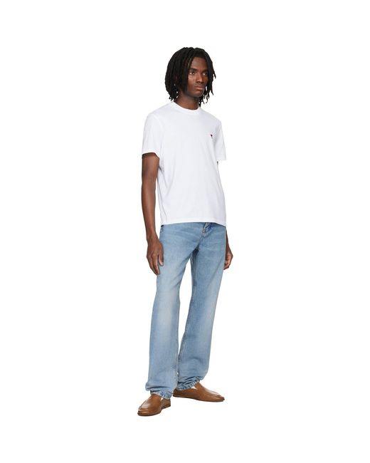 AMI White Cotton Ami De Coeur T-Shirt for men