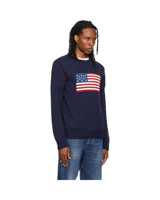 Polo Ralph Lauren Blue 'The Iconic Flag' Sweater for men