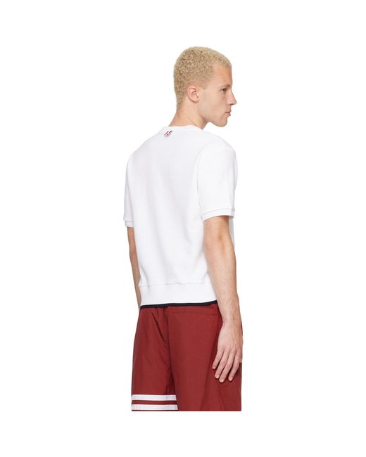 Thom Browne White Thom E Short Sleeve Rib Cuff Cotton Waffle T-shirt for men