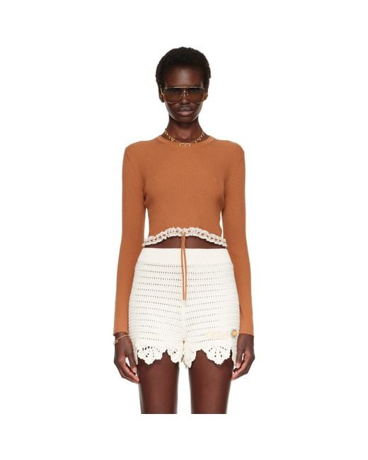 Chloé White Cropped Fitted Sweater