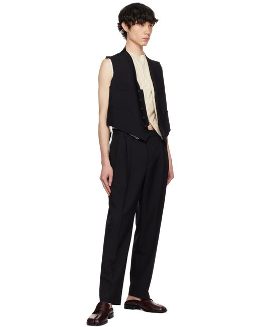 メンズ Maison Margiela ブラック ローエッジ ベスト Black