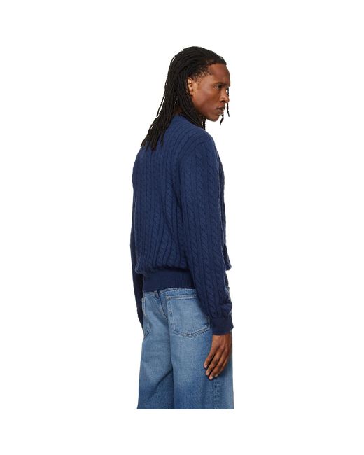 A.P.C. Blue Oversized Cable-Knit Sweater for men