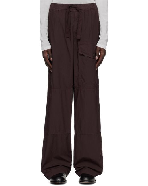 メンズ Dries Van Noten バーガンディ オーバーダイ カーゴパンツ Black