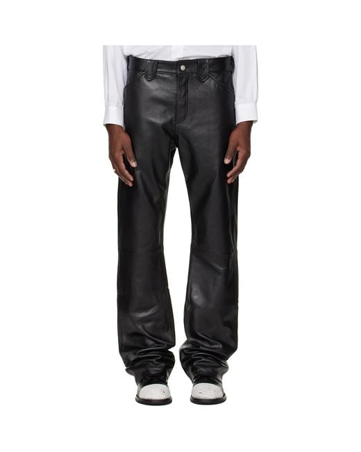 Enfants Riches Deprimes Black Leather Flare Pilot Pants for men