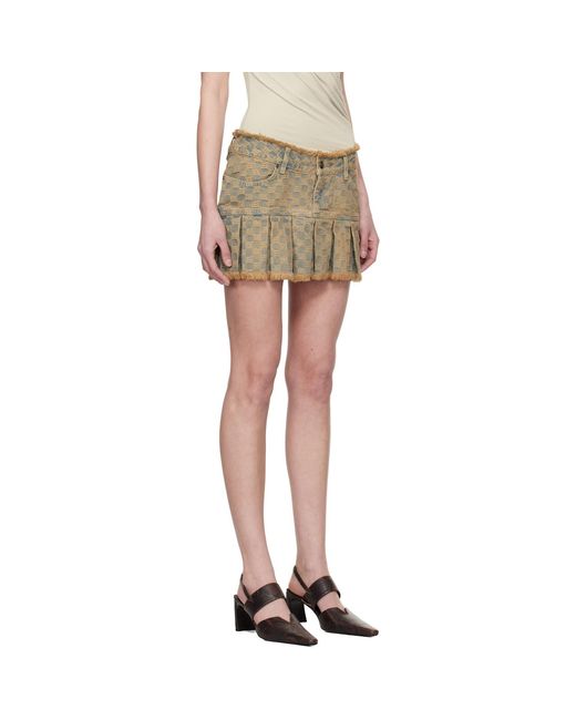 M I S B H V Black Ssense Exclusive Monogram Denim Pleated Miniskirt