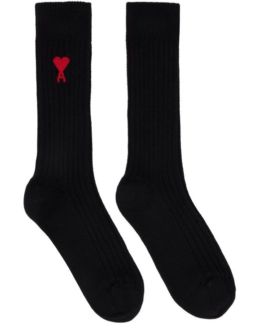 Ensemble de trois paires de chaussettes noires à logo ami de cœur AMI pour homme en coloris Black