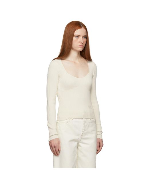 FRAME Natural Off- Ribbed Top