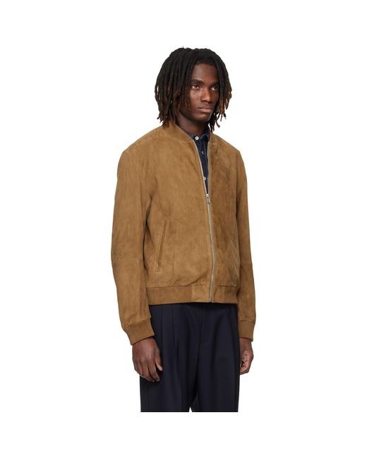 Boss Blue Regular-Fit Suede Jacket for men