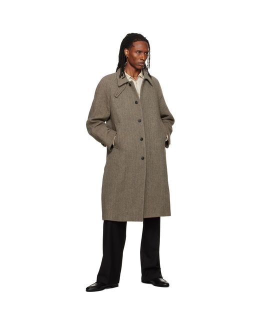 TONYWACK Natural Herringbone Wool Raglan Coat for men